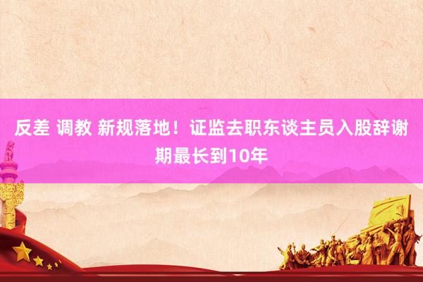 反差 调教 新规落地！证监去职东谈主员入股辞谢期最长到10年