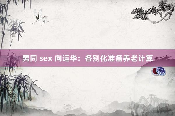 男同 sex 向运华：各别化准备养老计算