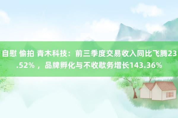 自慰 偷拍 青木科技：前三季度交易收入同比飞腾23.52% ，品牌孵化与不收歇务增长143.36%