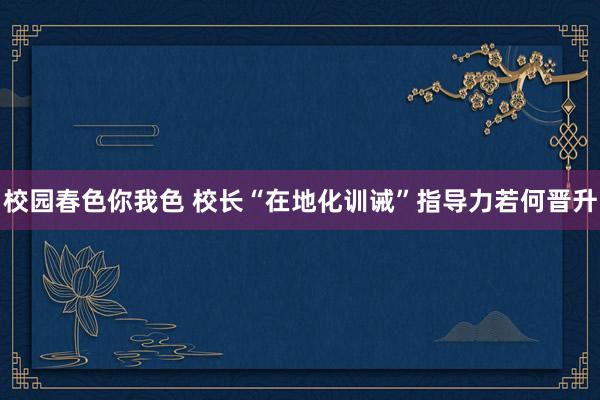 校园春色你我色 校长“在地化训诫”指导力若何晋升