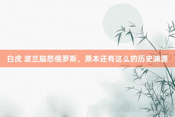 白虎 波兰脑怒俄罗斯，原本还有这么的历史渊源