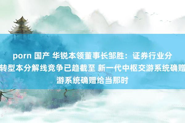 porn 国产 华锐本领董事长邹胜：证券行业分散式架构转型本分解线竞争已趋截至 新一代中枢交游系统确赠给当那时