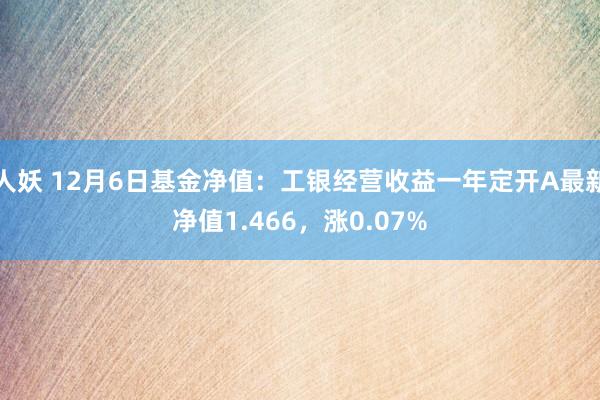 人妖 12月6日基金净值：工银经营收益一年定开A最新净值1.466，涨0.07%