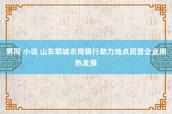 男同 小说 山东郓城农商银行助力地点民营企业闹热发展