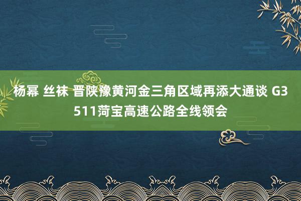 杨幂 丝袜 晋陕豫黄河金三角区域再添大通谈 G3511菏宝高速公路全线领会
