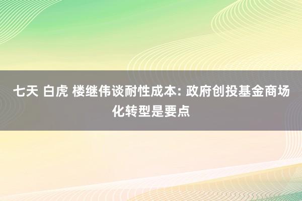 七天 白虎 楼继伟谈耐性成本: 政府创投基金商场化转型是要点