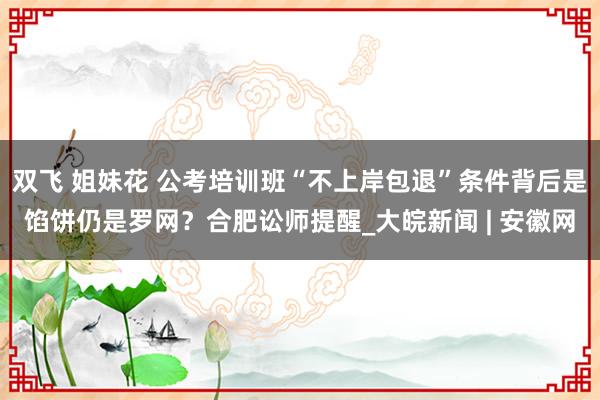 双飞 姐妹花 公考培训班“不上岸包退”条件背后是馅饼仍是罗网？合肥讼师提醒_大皖新闻 | 安徽网