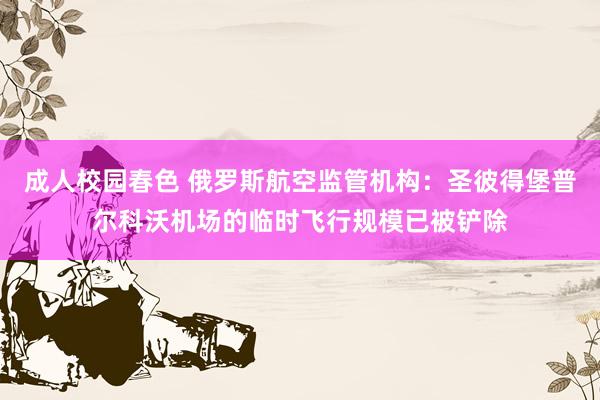成人校园春色 俄罗斯航空监管机构：圣彼得堡普尔科沃机场的临时飞行规模已被铲除