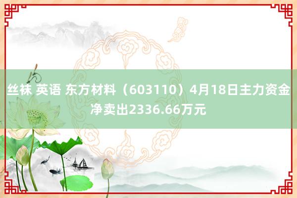 丝袜 英语 东方材料（603110）4月18日主力资金净卖出2336.66万元