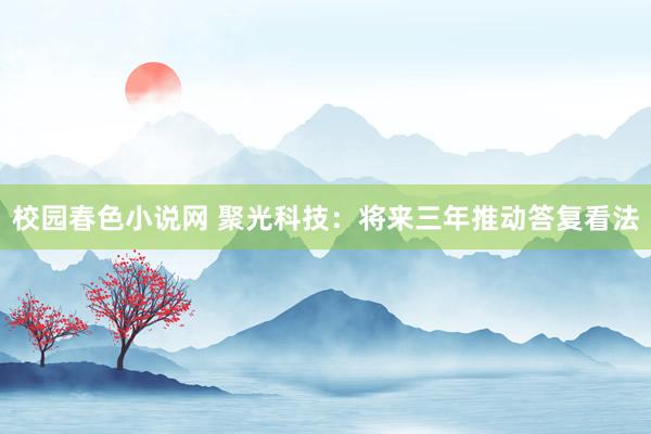 校园春色小说网 聚光科技：将来三年推动答复看法
